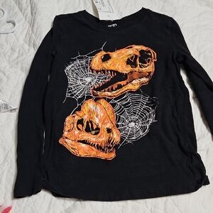 Carter's Black Long Sleeve Tee with Orange Dinosaur Design
